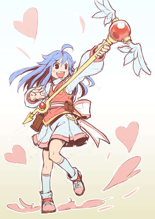 1girl, blue_hair, female_focus, freyr_(reginleiv), heart, long_hair, open_mouth, segamark