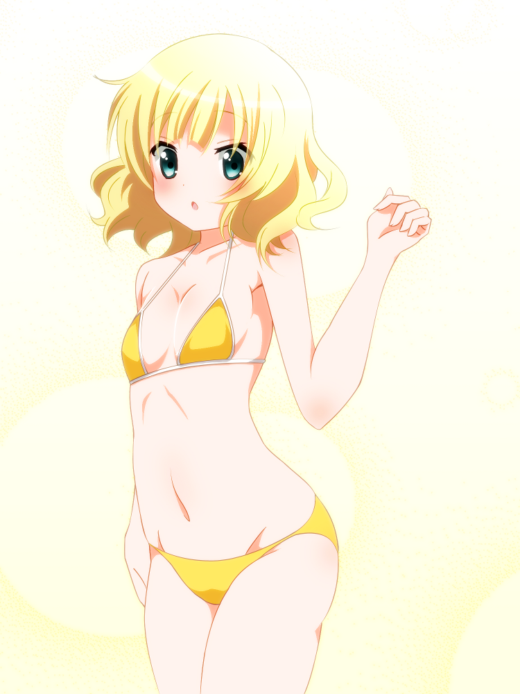 1girl, bikini, blonde_hair, female_focus, gochuumon_wa_usagi_desu_ka?, green_eyes, kirima_syaro, nora_ichigo