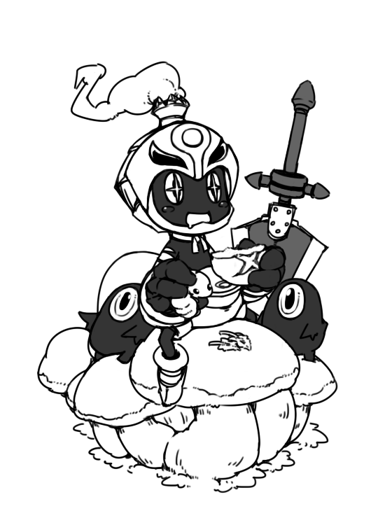 1other, armor, bag, bread, caterpillar, drooling, food, helmet