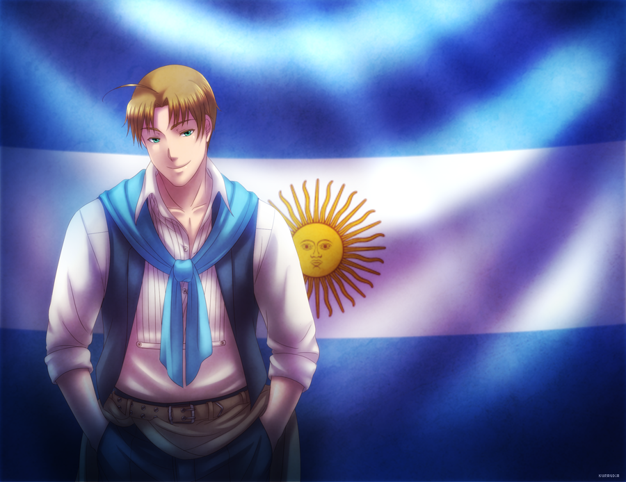 1boy, ahoge, argentina_(hetalia), argentinian_flag, artist_name, axis_powers_hetalia, blonde_hair, blue_eyes