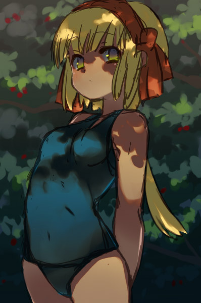 1girl, arms_behind_back, bad_id, bad_pixiv_id, blonde_hair, female_focus, hairband, ishikawa_mami