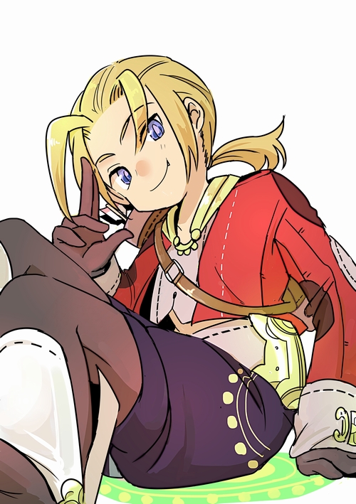 1boy, 72yan, blonde_hair, blue_eyes, gloves, liber, low_ponytail, male_focus