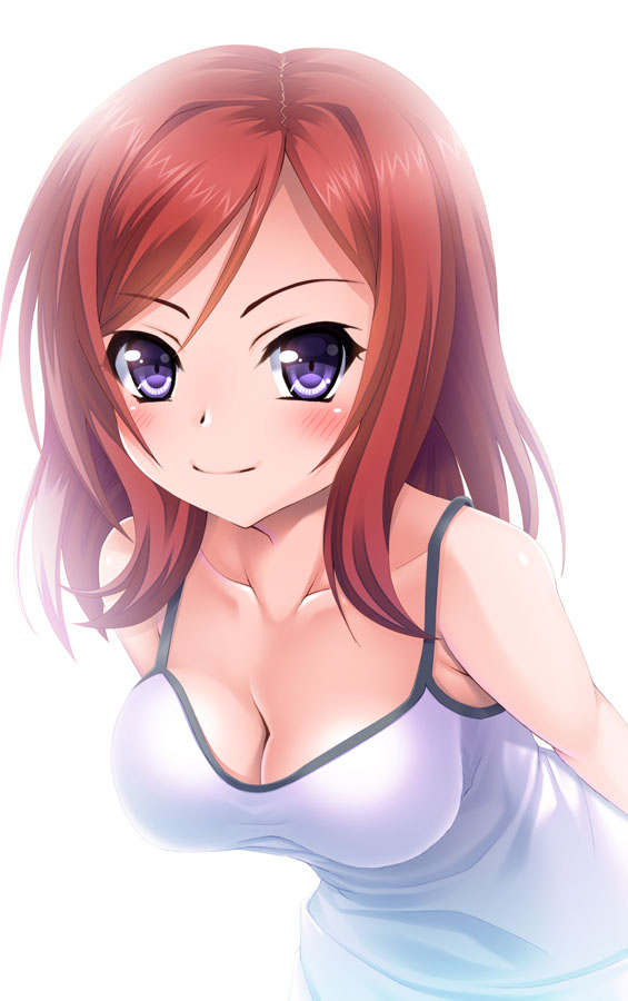 10s, 1girl, bad_id, bad_pixiv_id, blush, breasts, camisole, cleavage