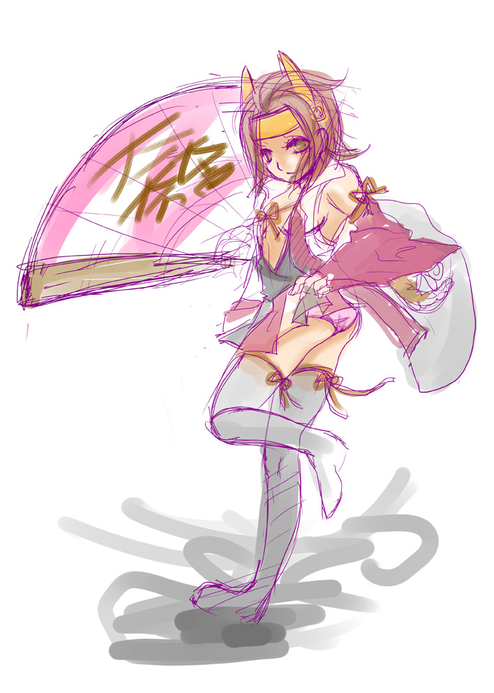 1girl, brown_hair, female_focus, full_body, gender_request, genderswap, headband, ishida_mitsunari_(sengoku_musou)