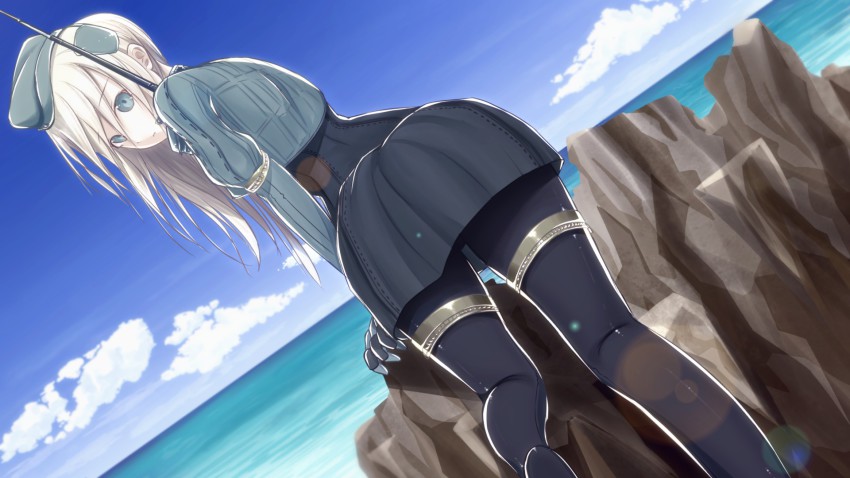 10s, 1girl, akikan_(10552397), back, bad_id, bad_pixiv_id, black_pantyhose, blonde_hair