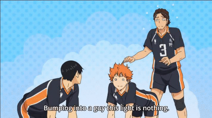 10s, 3boys, animated, animated_gif, azumane_asahi, black_hair, brown_hair, ennoshita_chikara, haikyuu!!, hinata_shouyou, kageyama_tobio, male_focus, multiple_boys, orange_hair