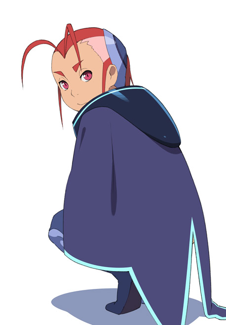 00s, ahoge, antenna_hair, cape, capella_titis, go_robots, red_eyes, red_hair