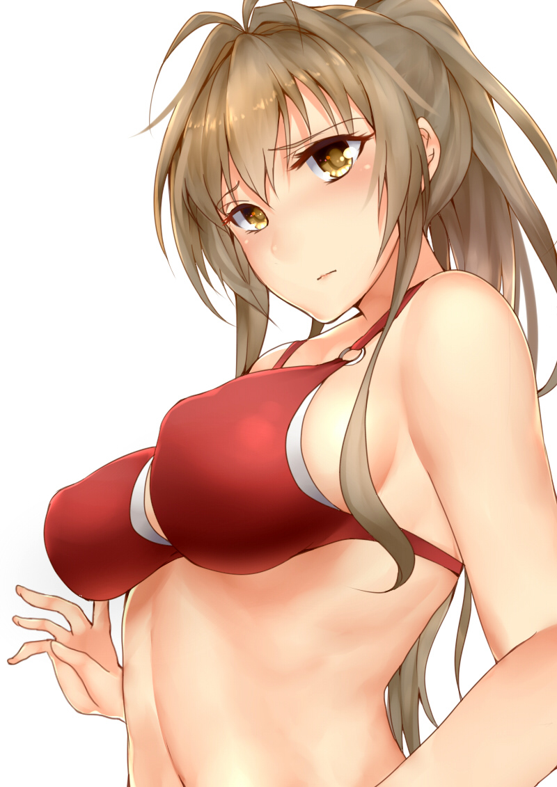 10s, 1girl, amagi_brilliant_park, antenna_hair, bad_id, bad_pixiv_id, bikini, breasts