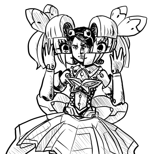 1girl, bad_id, bad_pixiv_id, busou_shinki, dd_(ijigendd), doll_joints, female_focus, greyscale