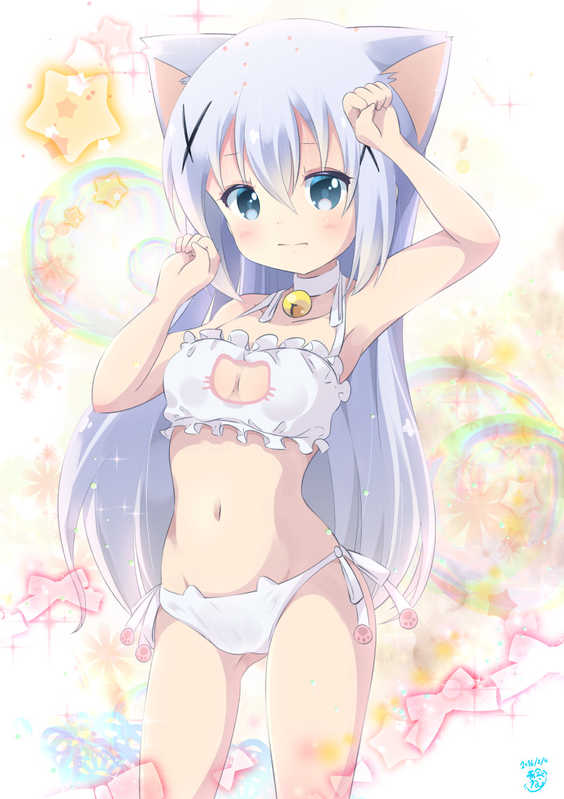 1girl, animal_ears, animal_print, aosora_neko, armpits, arms_up, bad_id, bad_pixiv_id