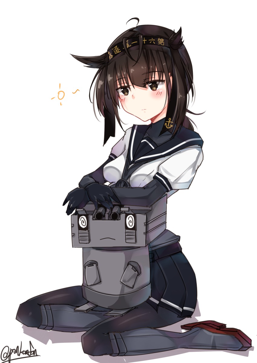 10s, 1girl, @_@, bad_id, bad_pixiv_id, black_hair, black_pantyhose, breasts