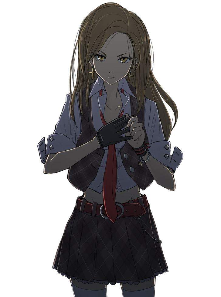 10s, 1girl, brown_eyes, brown_hair, earrings, female_focus, gloves, idolmaster