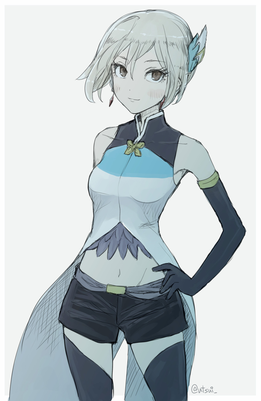 10s, 1girl, absurdres, black_eyes, blonde_hair, dress, elbow_gloves, female_focus, gloves, hair_ornament, highres, idolmaster, idolmaster_cinderella_girls, project_krone, shiomi_syuko, short_hair, solo, utsui