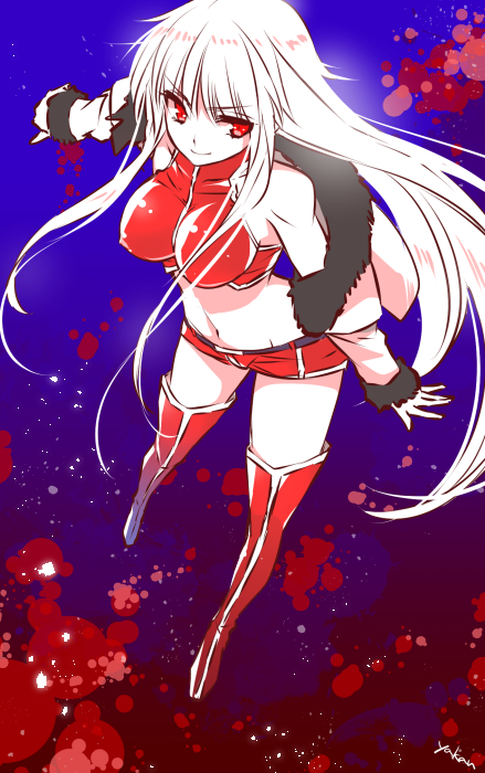 1girl, adapted_costume, boots, breasts, coat, fate/stay_night, fate_(series), female_focus