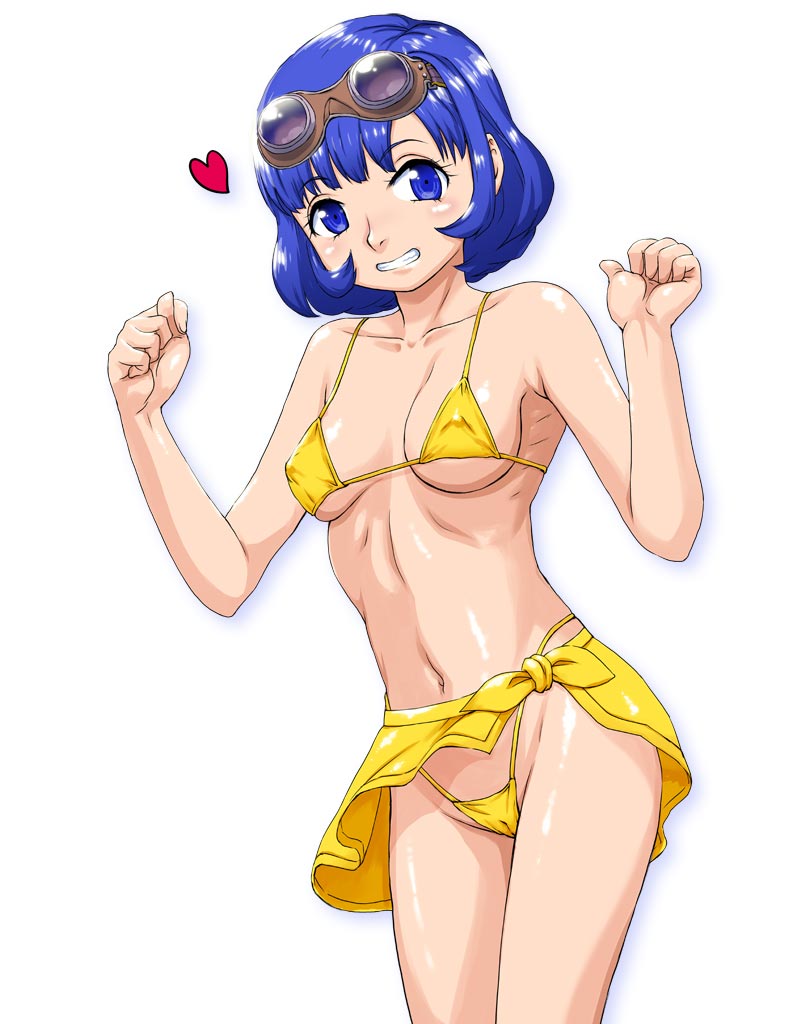 1girl, azuteka, bad_id, bad_pixiv_id, bikini, blue_eyes, blue_hair, blush