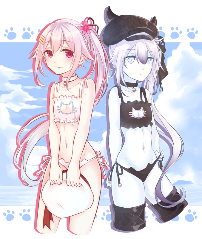 10s, 2girls, abyssal_ship, alternate_costume, amputee, az_(zero_glvimayhop), bad_id, bad_pixiv_id