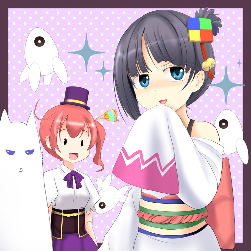 10s, 2girls, animal_ears, babubabu, bad_id, bad_pixiv_id, cat_ears, clarion