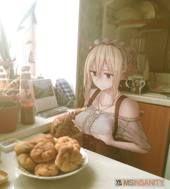 10s, 1girl, blush, breasts, derivative_work, female_focus, grabbing_own_breast, kantai_collection