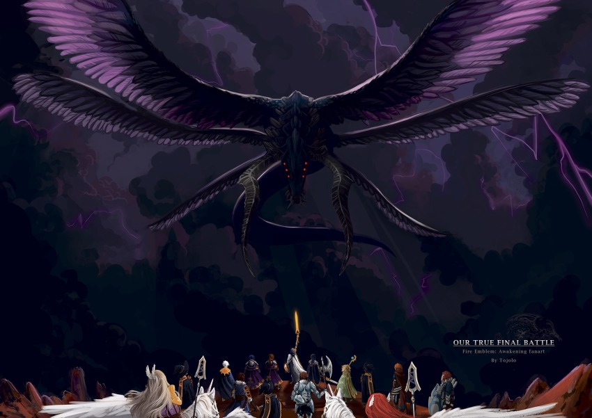 5girls, 6+boys, alternate_costume, armor, cape, chrom_(fire_emblem), cordelia_(fire_emblem), dark_sky