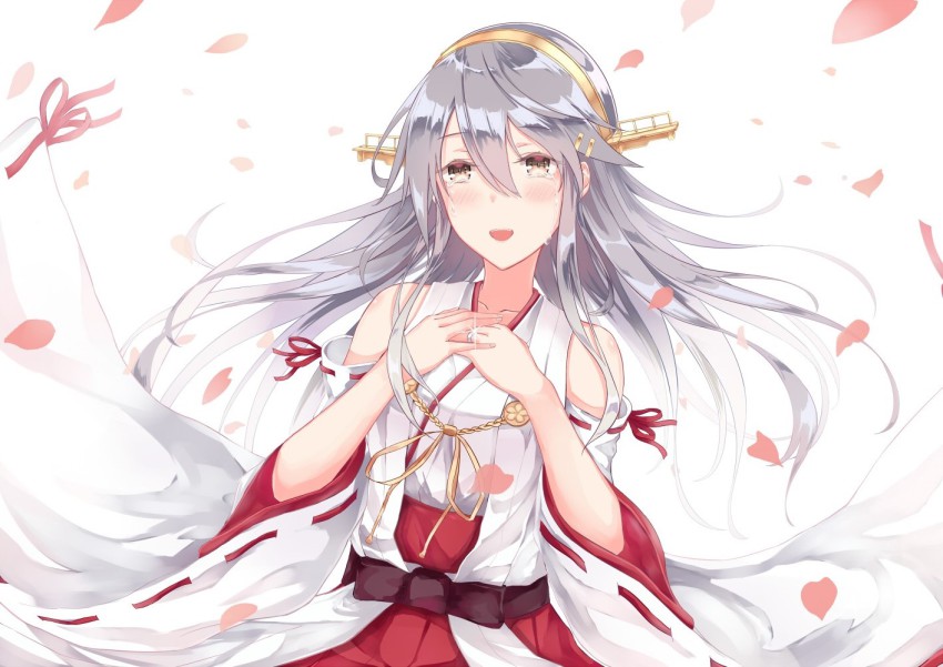 10s, 1girl, bare_shoulders, black_hair, brown_eyes, detached_sleeves, female_focus, hair_ornament