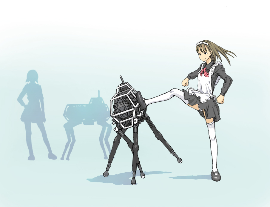 1girl, bad_id, bad_pixiv_id, bigdog, black_shoes, boston_dynamics, bostondynamics, female_focus