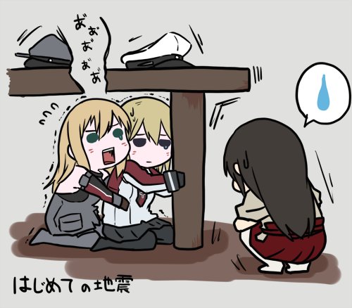 10s, 3girls, akagi_(kancolle), betchan, bismarck_(kancolle), black_eyes, black_gloves, black_hair