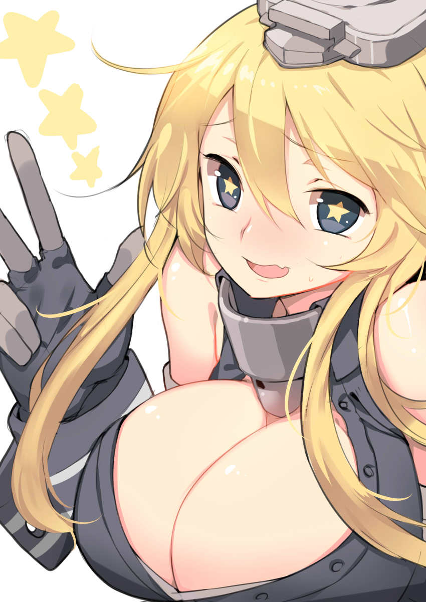 10s, 1girl, absurdres, bare_shoulders, battle_koala, blonde_hair, breasts, cleavage