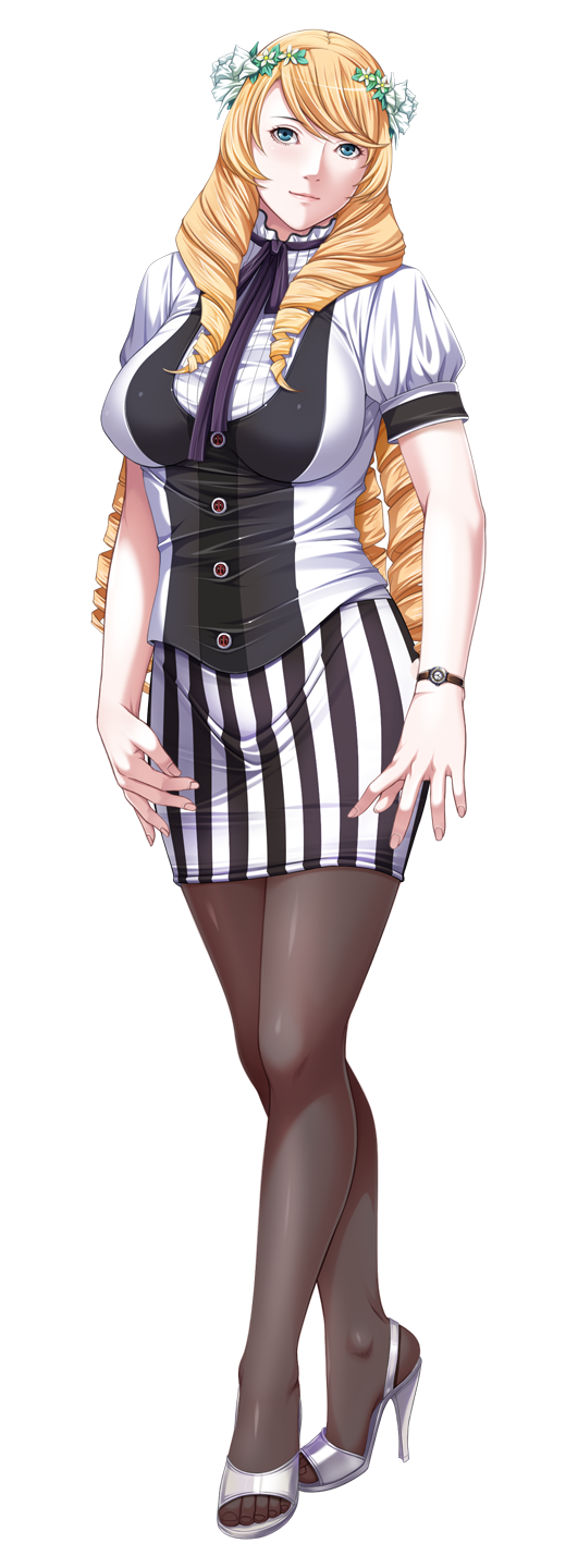 1girl, aqua_eyes, blonde_hair, breasts, daiunji_eru, drill_hair, female_focus, flower