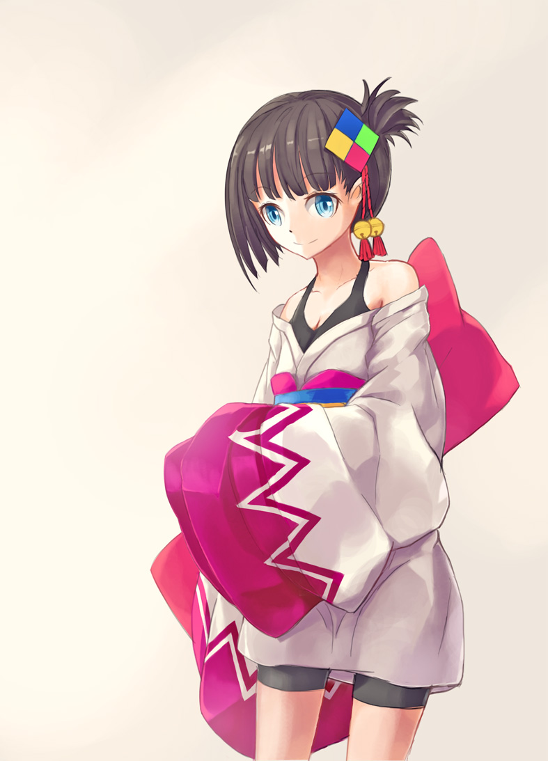 10s, 1girl, artist_request, bad_id, bad_pixiv_id, bike_shorts, blue_eyes, breasts