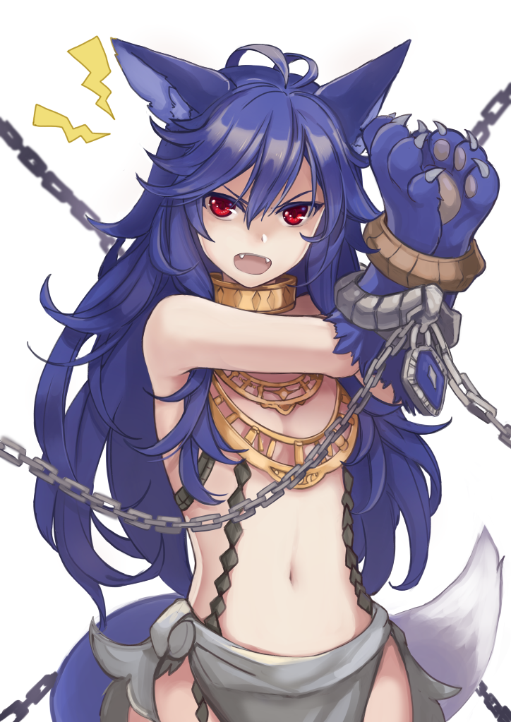 10s, 1girl, angry, animal_ears, animal_hands, bdsm, blue_hair, bondage