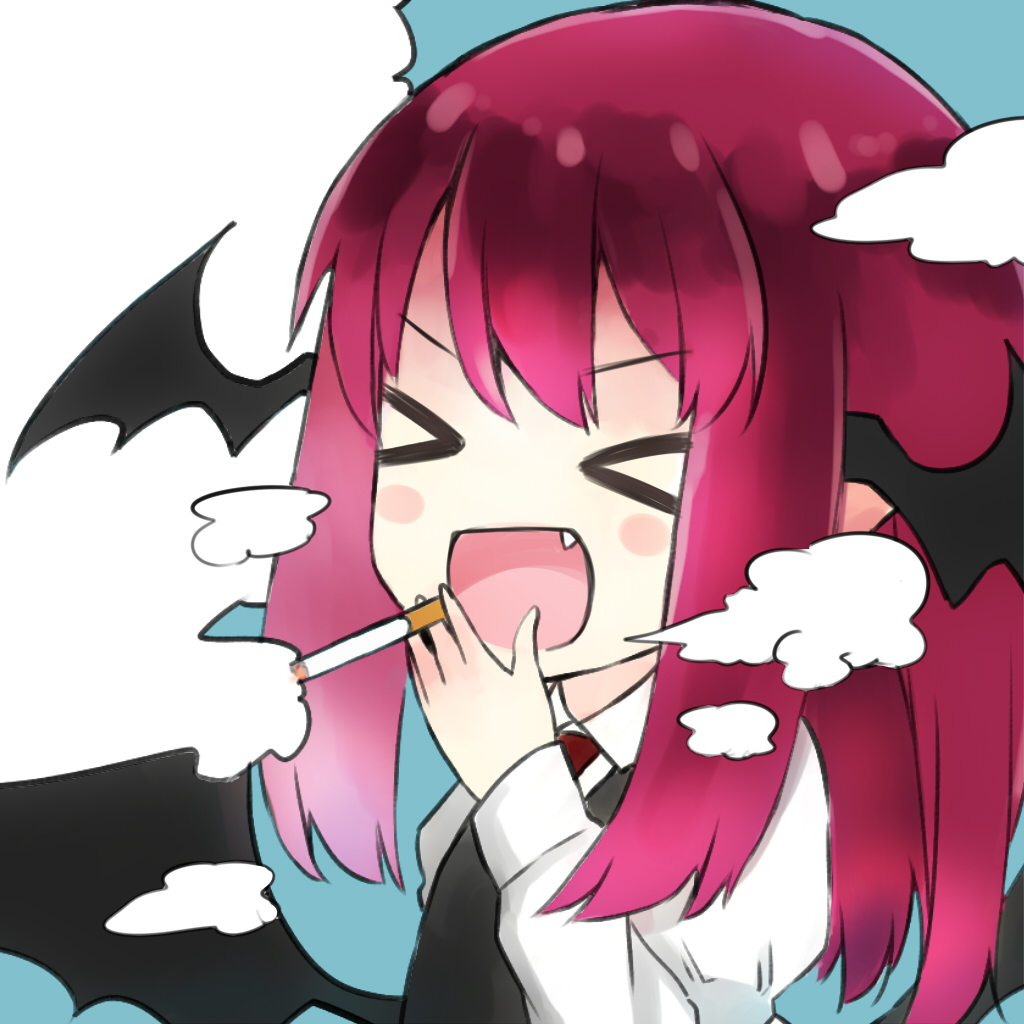 >:d, >_<, 1girl, :d, black_dress, blue_background, blush_stickers, chibi