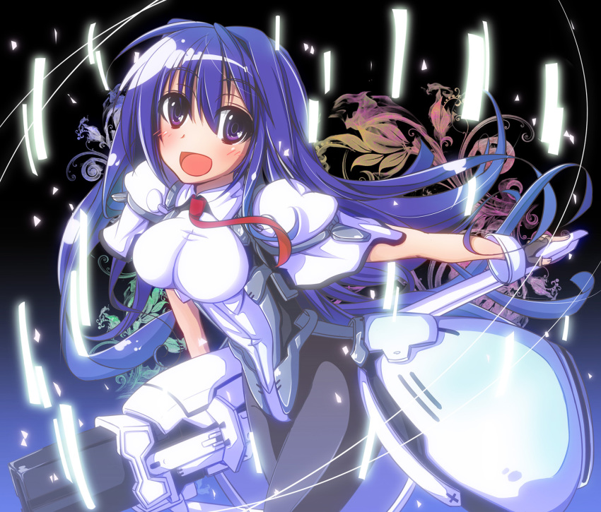 1girl, blue_hair, bodysuit, female_focus, gloves, highres, long_hair, necktie