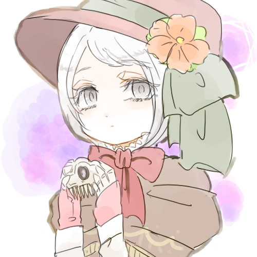 1girl, bloodborne, bonnet, cimanagasi, doll_joints, flower, gothic_lolita, joints
