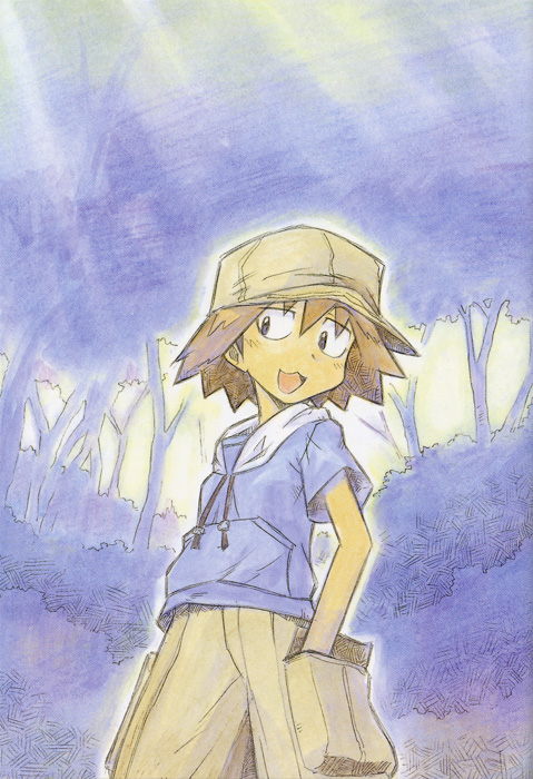 00s, :3, hat, kurihara_nagisa, scan, shorts, sketchbook_full_colors, solo