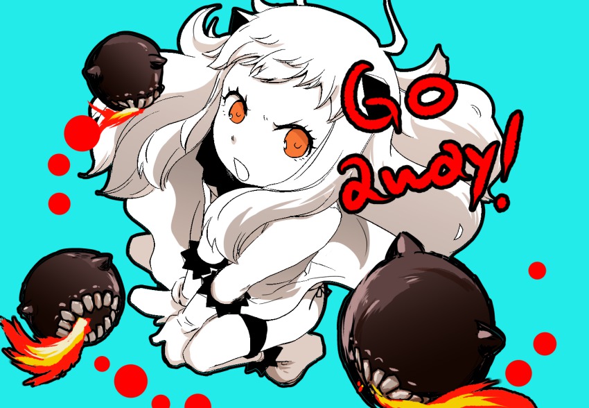 10s, 1girl, abyssal_ship, ahoge, colored_skin, dress, enemy_aircraft_(kancolle), female_focus