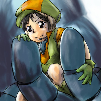 1boy, black_hair, giant_gorg, gloves, gradient_background, hat, headset, lowres