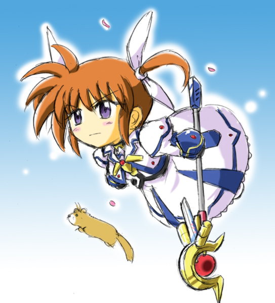 10s, 1girl, chibi, female_focus, ferret, lyrical_nanoha, mahou_shoujo_lyrical_nanoha, mahou_shoujo_lyrical_nanoha_movie