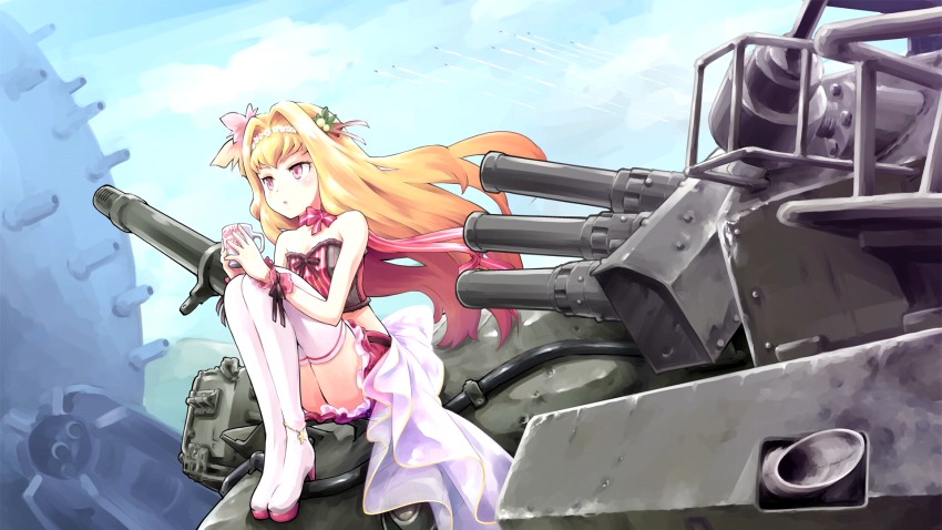 10s, 1girl, anime_screenshot, baby_magnum, bad_source, bare_shoulders, blonde_hair, blush