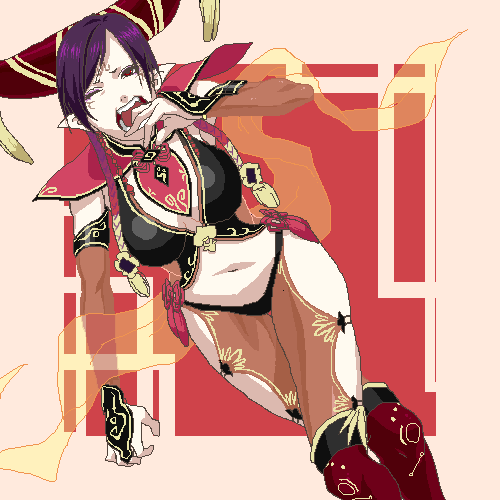 1girl, black_panties, castella, da_ji, da_ji_(musou_orochi), female_focus, half-closed_eyes, hat