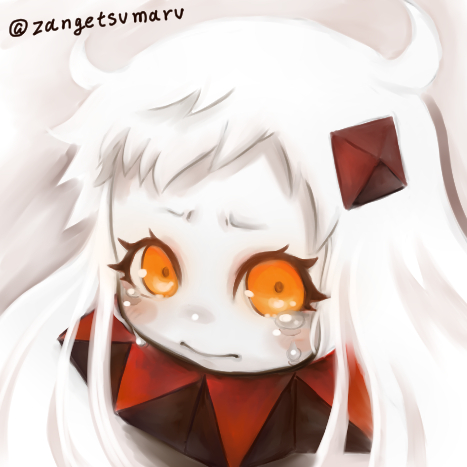 10s, 1girl, abyssal_ship, ahoge, artist_name, colored_skin, commentary_request, crying