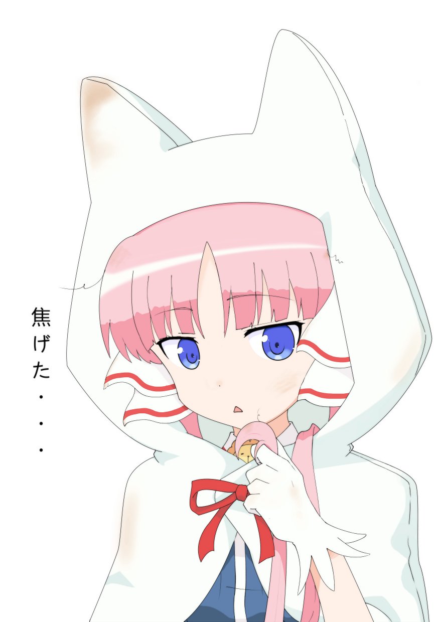 10s, 1girl, animal_hood, b.u.e.r., blunt_bangs, clarion, commentary_request, female_focus