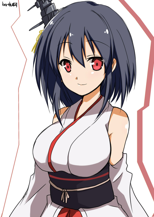 10s, 1girl, black_hair, female_focus, hinase_(jet_hearts), japanese_clothes, kantai_collection, nontraditional_miko