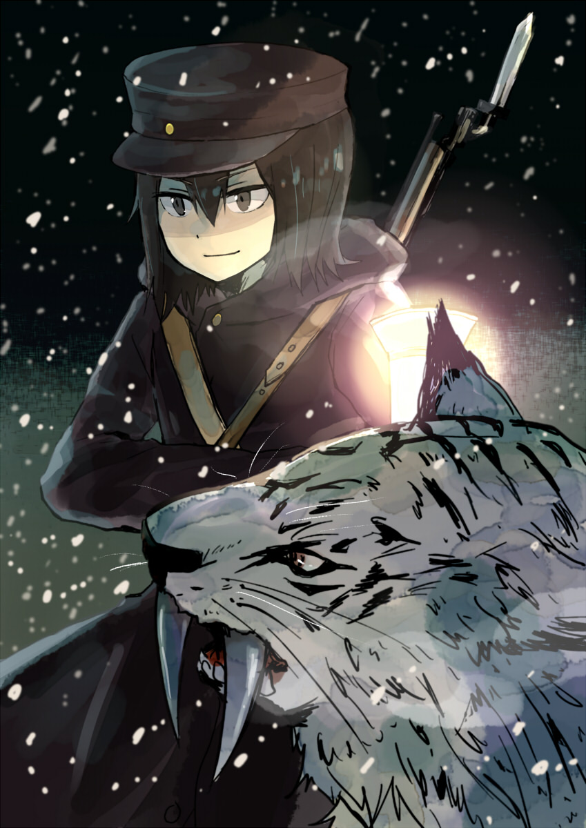 1girl, akitsu_maru_(kancolle), animal, annin_musou, bad_id, bad_pixiv_id, black_hair, closed_eyes