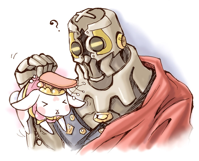 ?, animal, rabbit, cape, fuju, holding, holding_animal, k_(kyokugen_dasshutsu)