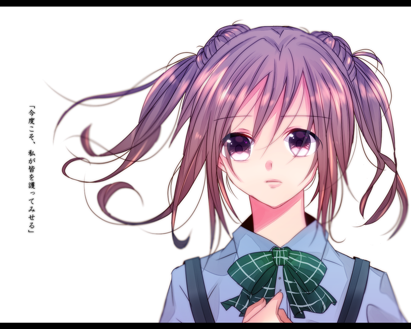 10s, 1girl, bow, bowtie, brown_eyes, brown_hair, female_focus, hatori