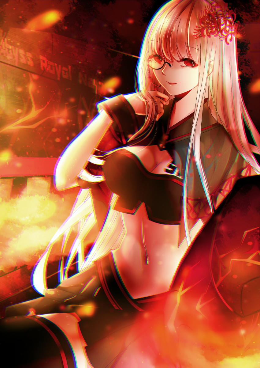 1girl, absurdres, blonde_hair, breasts, cleavage, dark_persona, doku_kobuko, female_focus