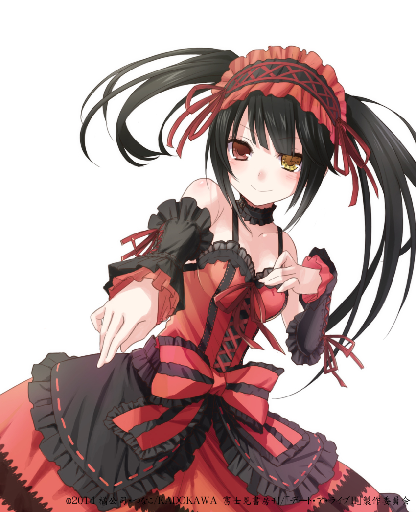 10s, 1girl, 2014, black_hair, brown_eyes, clock_eyes, date_a_live, detached_sleeves