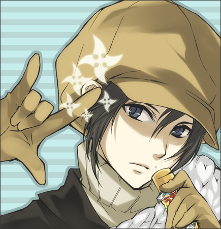 \m/, bad_id, bad_pixiv_id, black_hair, gloves, hat, lowres, macross