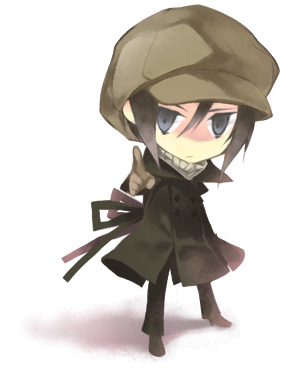 00s, 1boy, bad_id, bad_pixiv_id, black_hair, blue_eyes, chibi, full_body