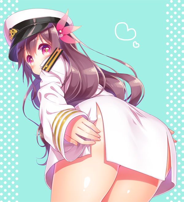 10s, 1girl, ass, black_hair, blush, female_admiral_(kancolle), female_focus, from_behind